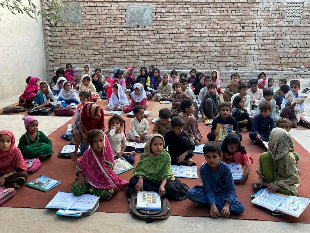 Students learning outdoors